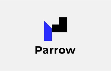 Logo Arrow and Letter P, Template creative design fintech, technology, arrow, growth and increase symbols icon. Editable file