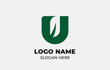 Logo Leaf symbols and Letter U. Template design Nature, tree, go green and growth concept with icon. Editable file