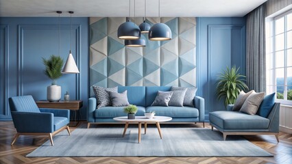 sophisticated minimalist geometric abstract blue grey luxury relaxation modern comfort contemporary upholstery fabric texture interior design minimalist 