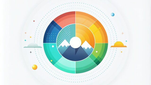 split circle infographic vector moderm minimalist flat design illustration creative concept abstract artful geometric circle segments separate divide combine 