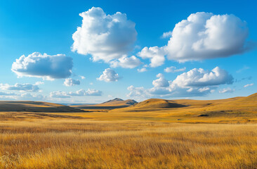 Autumn, Golden Autumn, Grassland, Mountain Clouds, Scenery