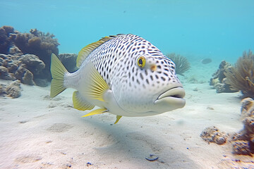 Close-Up of a Spotted Fish in a Coral Reef