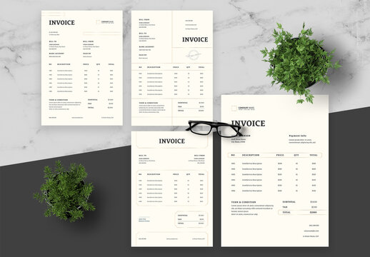 Gold And White Invoice