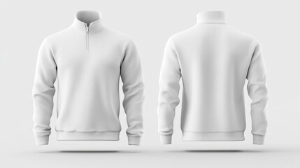 Blank white quarter zip sweater mockup