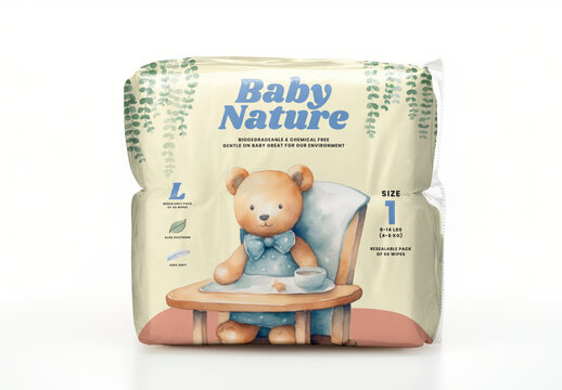 Product Packaging Baby Diaper Bag Mockup With Generative AI