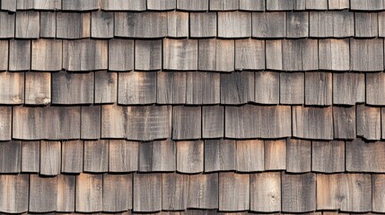 Weathered Wooden Shingles Background, Rustic and Textured Wood with Natural Grain
