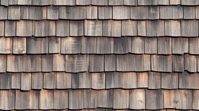 Weathered Wooden Shingles Background, Rustic and Textured Wood with Natural Grain
