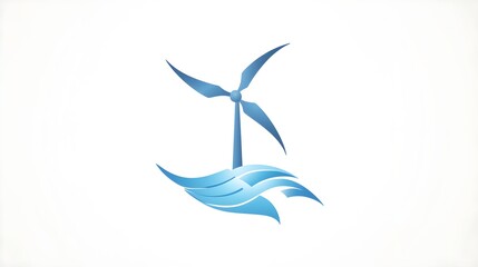 Abstract vector illustration of a spinning water and wind turbine logo 