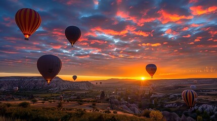 Naklejka premium Hot air balloon wallpaper