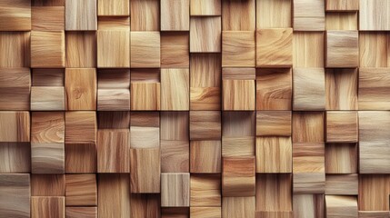 Wooden Mosaic Texture Background, Rustic Geometric Design with Warm Natural Tones
