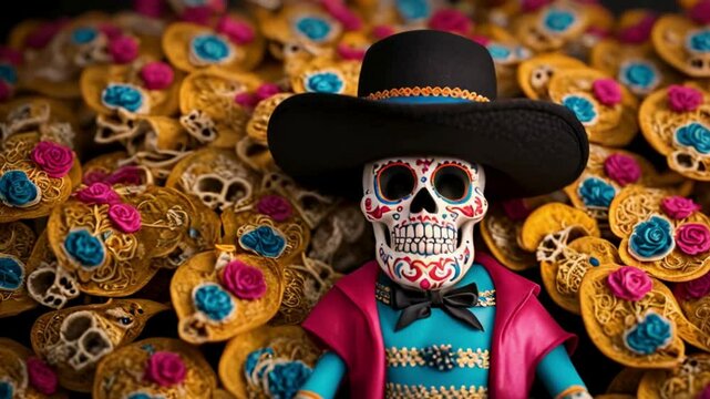 Decorative mexican sugar skull. Stylized colorful painted skull. Day of the Dead. Colorful pattern skull.

