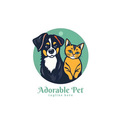 creative pet shop logo. dog and cat vector logo