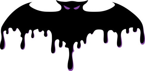 Bat with drops of flowing blood. Halloween decoration element.