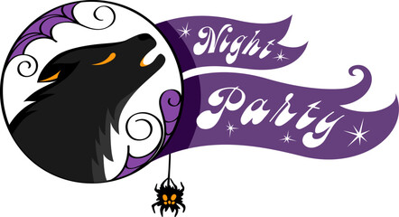 Night party. Halloween decoration element.