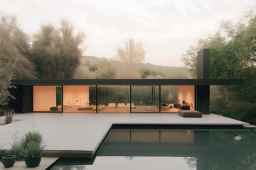 Fototapeta premium Winning Catalan Modern House in Ultra-Realistic