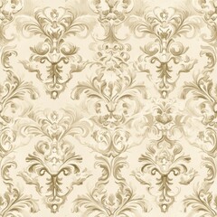 Vintage Baroque filigree pattern on vintage beige fabric background, seamless repeating pattern, textile print style, minimal, Baroque design, seamless filigree pattern, home decor