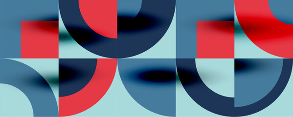 Fototapeta premium Neo memphis geometric pattern with circles, squares. Pop art abstract background for covers, banners, flyers and posters and other templates