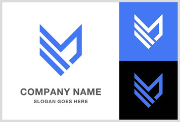 Monogram Letter M Geometric Square Cube Business Company Stock Vector Logo Design Template