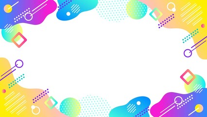 流体シェイプや幾何学模様のグラデーションのクリエイティブなフレーム背景　サイズ比率16:9　RGB