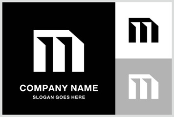 Monogram Letter M Geometric Square Cube Business Company Stock Vector Logo Design Template