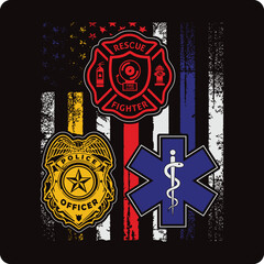I Support First Responders T-shirt Police Firefighter Emt T-shirt American Flag Usa