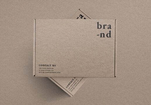 Flatlay Kraft Parcel Box Mockup