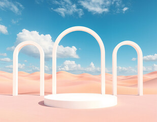 pink podium surreal pink dune, cosmetic product display