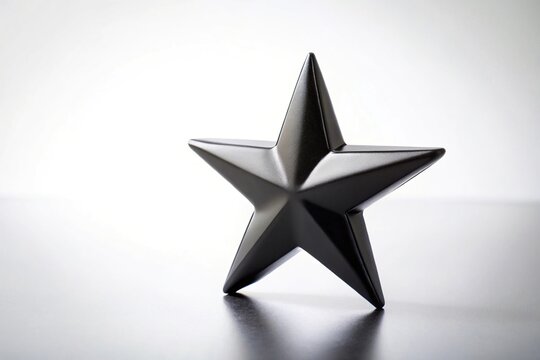 A Solid Black Star Centered On A Pure White Background Tilted Angle