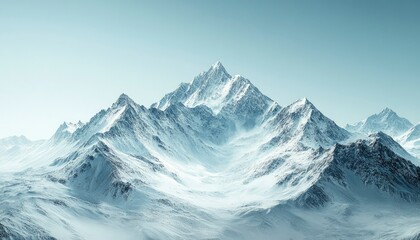 Obraz premium Snow-Covered Mountain Range Under a Clear Blue Sky