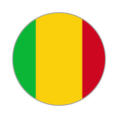 The flag of Mali. Flag icon. Standard color. Round flag. Computer illustration. Digital illustration. Vector illustration.