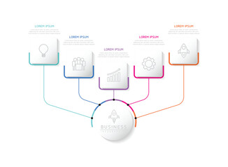 Vector infographic business presentation template connected with 5 options