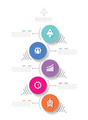 Obraz premium Vector infographic business presentation template with circular interconnection with 5 options.