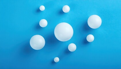  Abstract Blue Background with Floating White Spheres