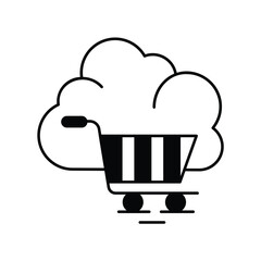 trolley glyph icon with white background vector stock illustration
