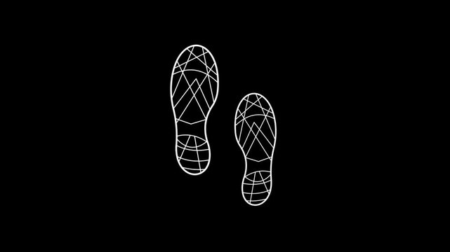 Animated shoe print. Walking footsteps. Keep walking. Walking exercise. Physical activity. 4k animation on transparent background with alpha channel