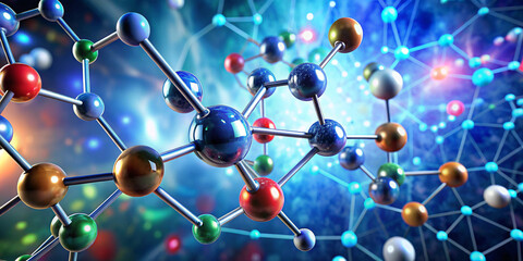 3D Illustration of a Molecule Model: Exploring the Foundations of Science and Chemistry