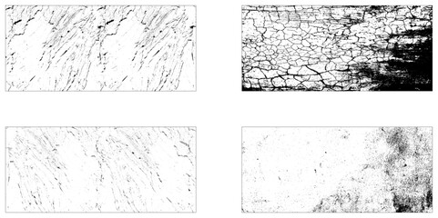 Grunge texture effect set. Distressed overlay rough textured. Abstract vintage monochrome. Graphic design grungy collection.