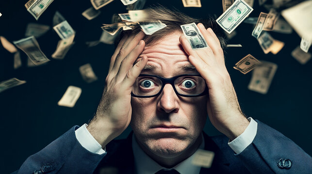 Business executive anxious about financial health