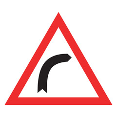 Dangerous Curve to the Right within a red triangle, Traffic signs vector design