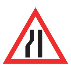 Road Narrows on the Left Side sign within a red triangle, Traffic signs vector design