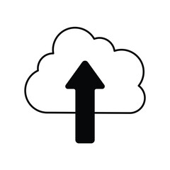 file upload glyph icon with white background vector stock illustration