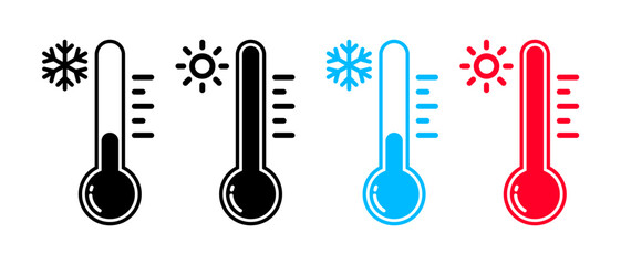 Obraz premium vector of hot and cold temperature thermometers