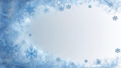 Abstract blue Christmas background with snowflakes and light, winter holiday texture