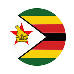 The flag of Zimbabwe. Flag icon. Standard color. Round flag. Computer illustration. Digital illustration. Vector illustration.