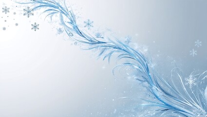 Abstract blue Christmas background with snowflakes and light, winter holiday texture