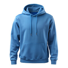 Mockup blank flat blue hoodie Isolated white background