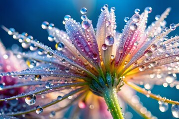 Obraz premium a photo image of dew-kissed petal faces glistening with microscopic droplets of morning dew rest on delicate stems