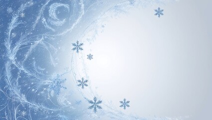 Abstract blue Christmas background with snowflakes and light, winter holiday texture