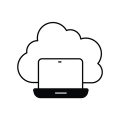 laptop glyph icon with white background vector stock illustration