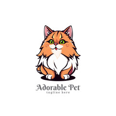 Persian cat vector logo. pet logo. Mascot logo